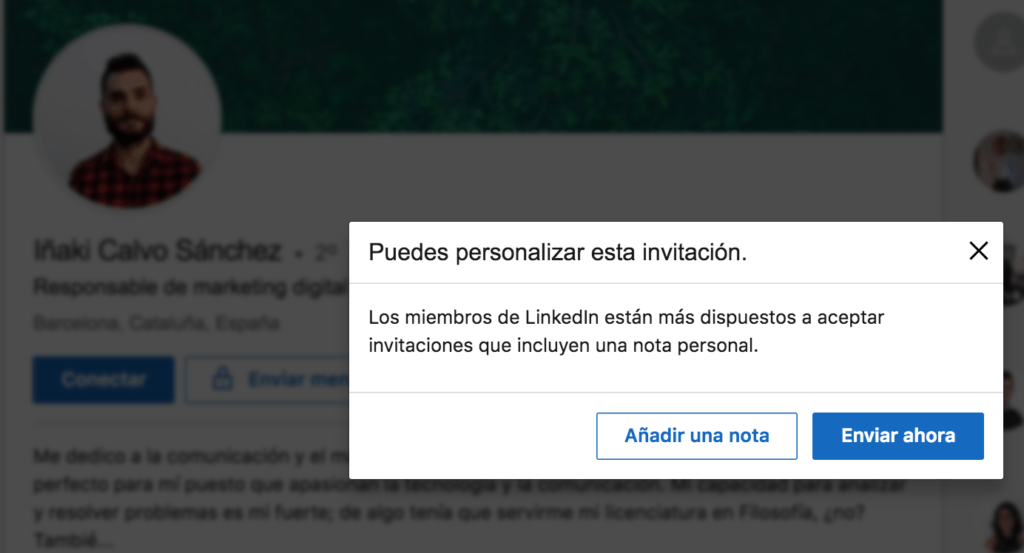 LinkedIn enviar mensaje personalizado