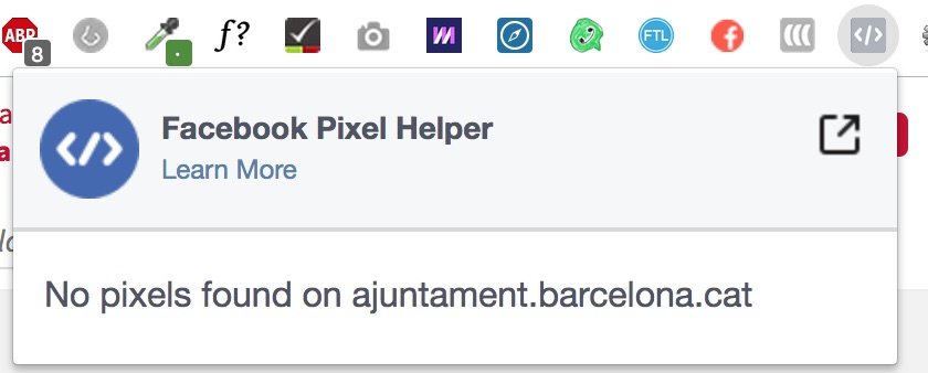 Pixel de Facebook no instalado