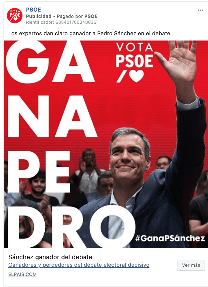 PSOE debate FB Ads