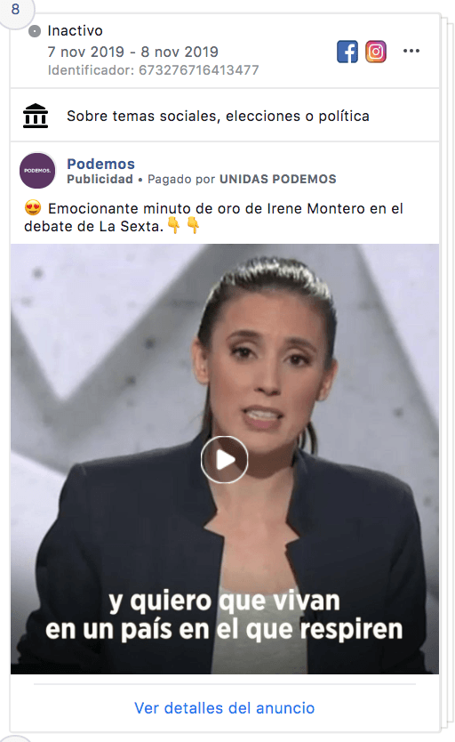 Podemos debate sexta Facebook Ads