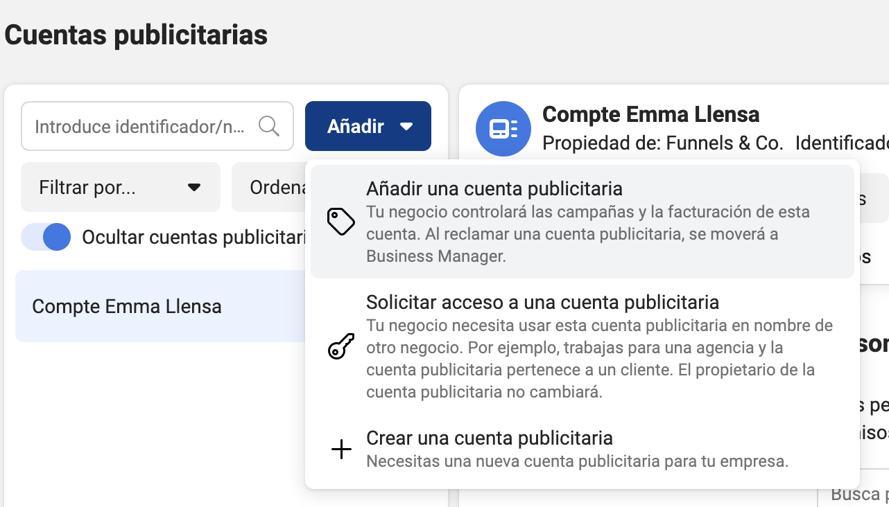 Cuenta publicitaria Facebook Business Manager