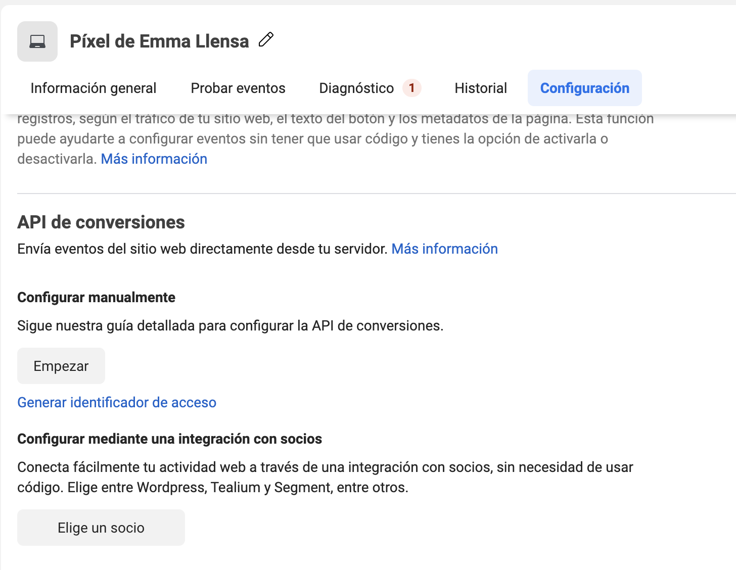 Configurar API de conversiones
