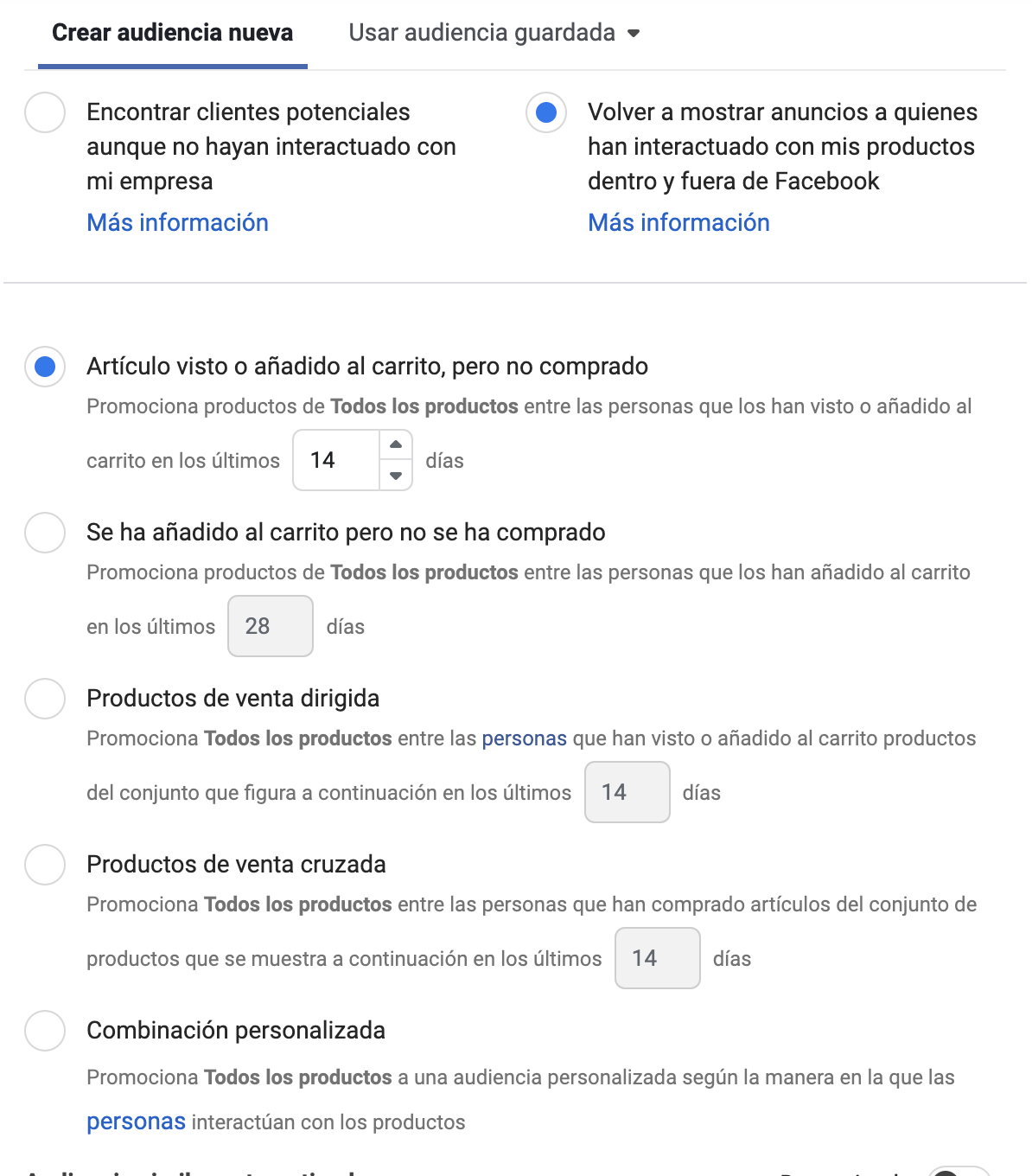retargeting catalogo facebook