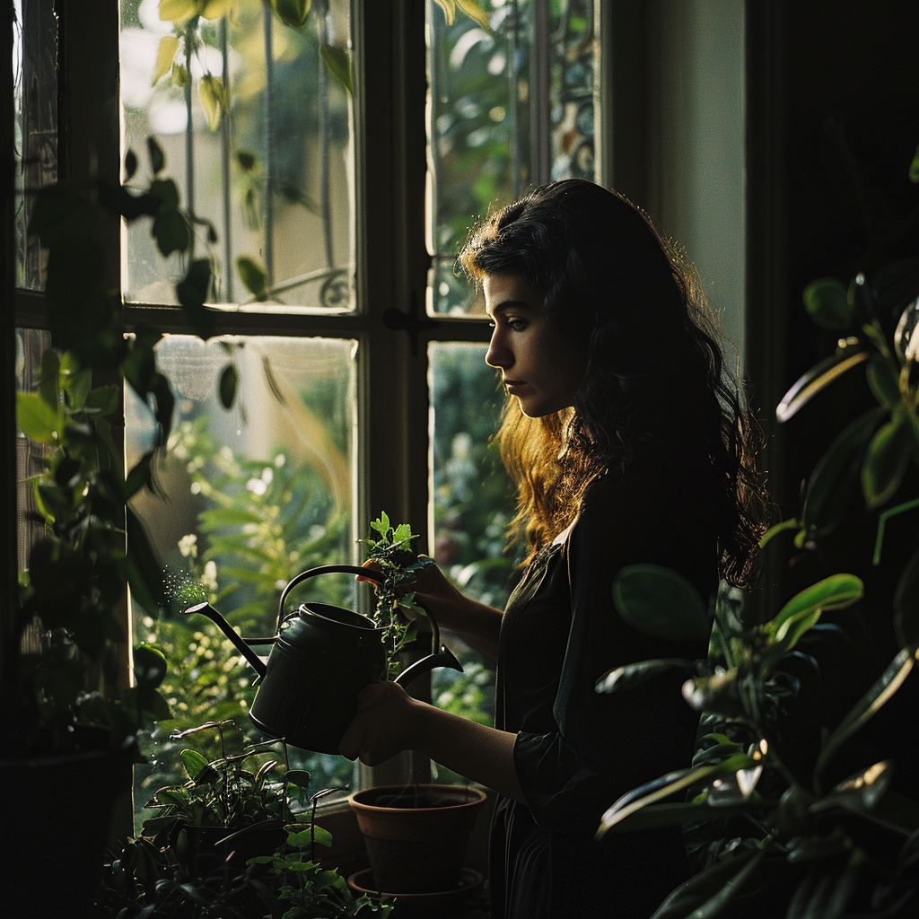 emmallensa_portrait_of_a_woman_watering_a_plant_in_front_of_a_w_24c64676-df83-4fda-a9ca-6b6facaccce4